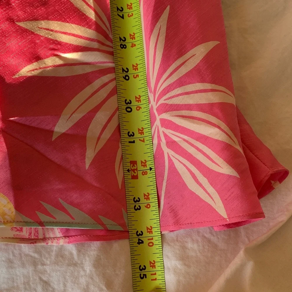 Tori Richard Pink 100 silk spaghetti strap dress with Cream Accents - Picture 11 of 17